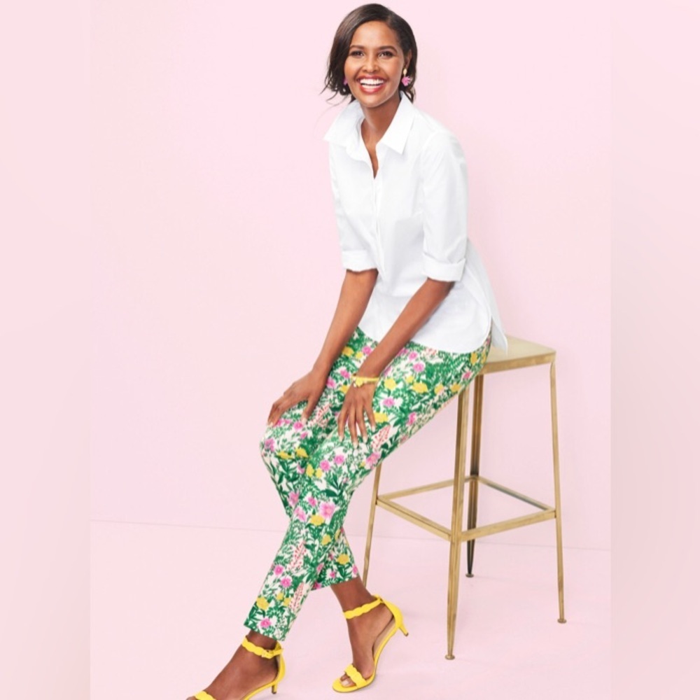 Talbots RSVP slim ankle pant garden print. Size 6 floral. Springtime. Preppy